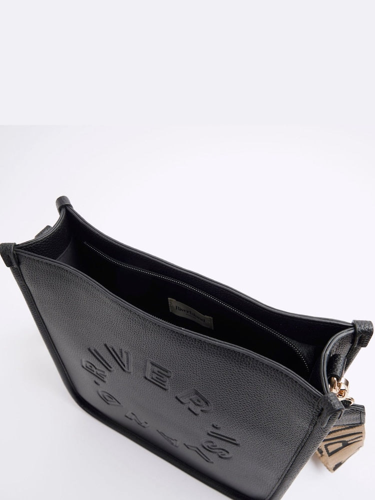 River Island Black Logo Messenger Cross-Body Bag