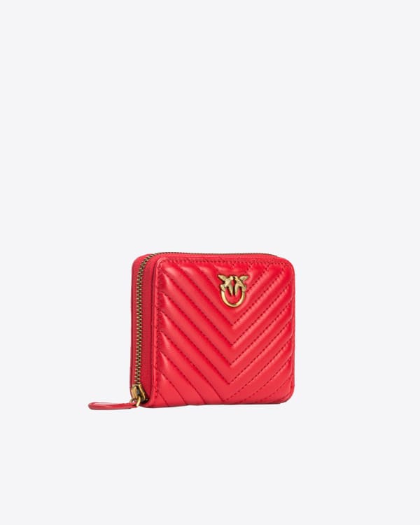 Pinko Square quilted nappa leather zip-around wallet