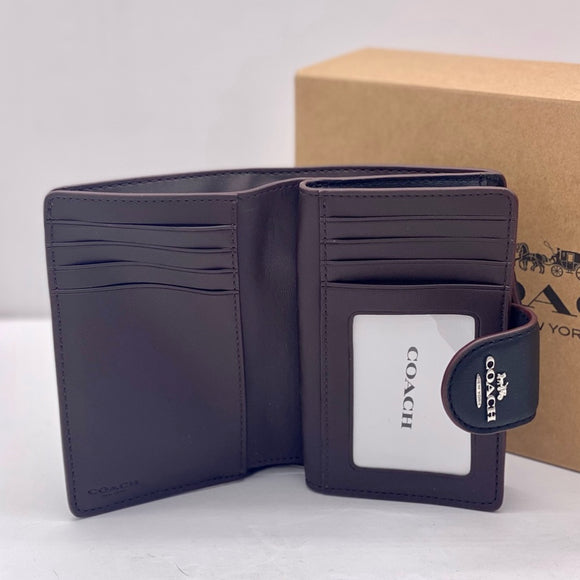Coach Medium Corner Zip Wallet With Signature Black