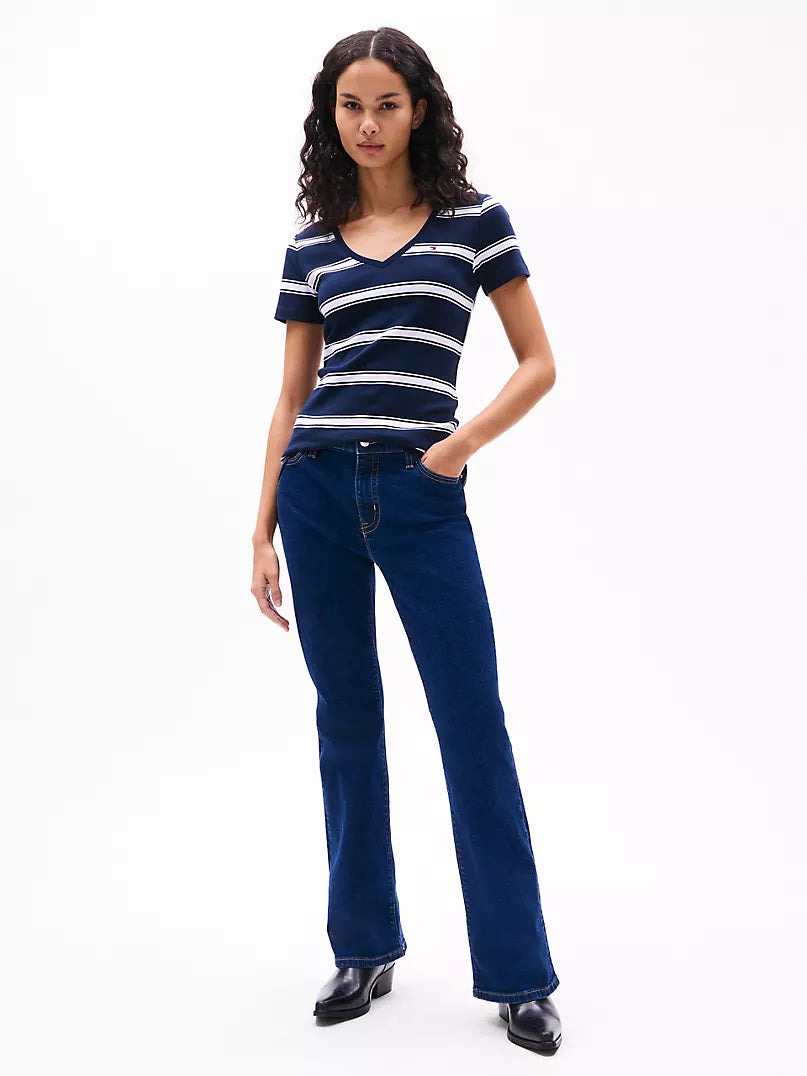 Tommy Hilfiger V-Neck Stripe Favorite T-Shirt size L
