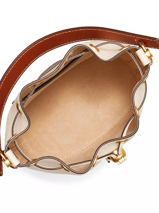 TORY BURCH † Monogram Perforated Leather Bucket Bag