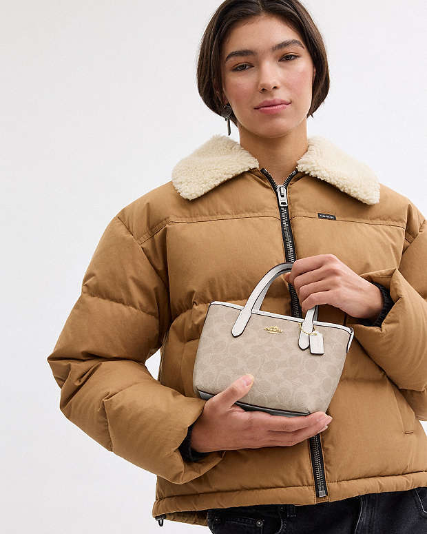 Coach City Mini Tote Bag In Signature Canvas gold/sand/chalk