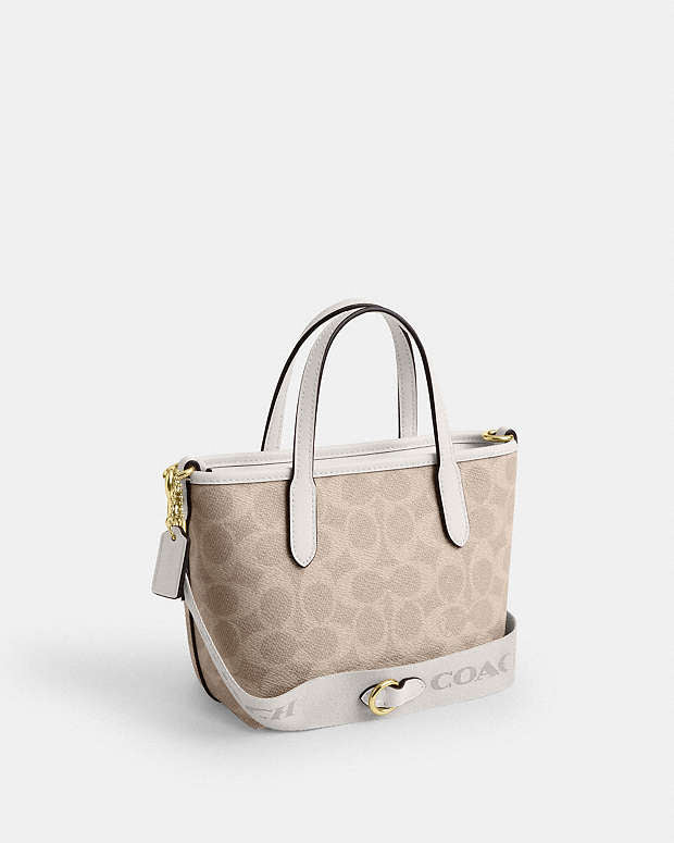 Coach City Mini Tote Bag In Signature Canvas gold/sand/chalk