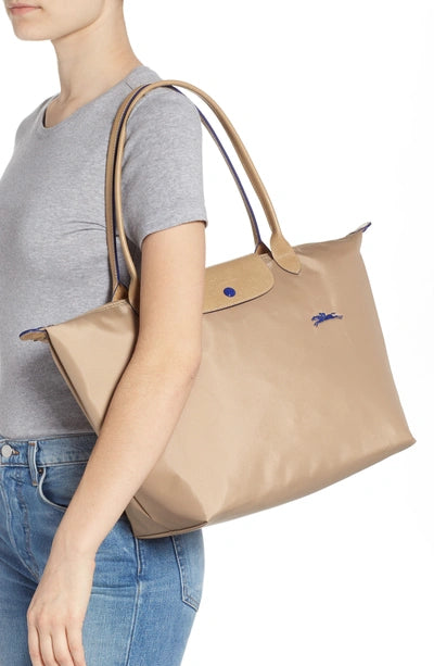 Longchamp Le Pliage Club L Shoulder Bag in beige