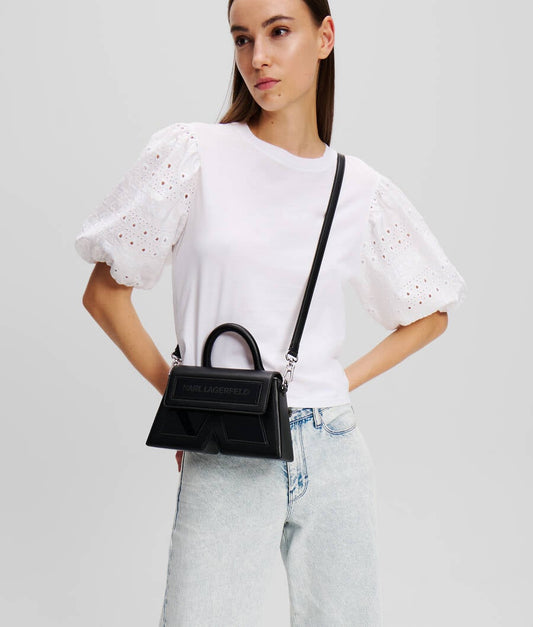 IKON K SMALL LEATHER CROSSBODY BAG KARL LAGERFELD