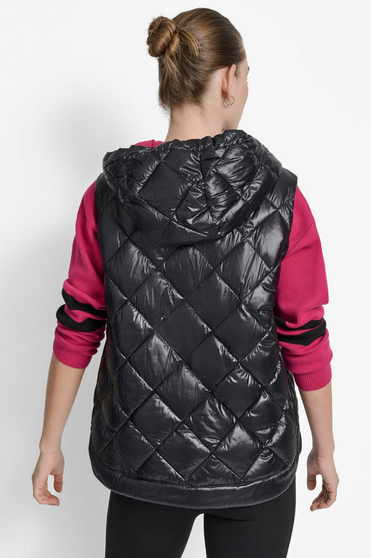 DKNY QUILTED HOODED VEST size M