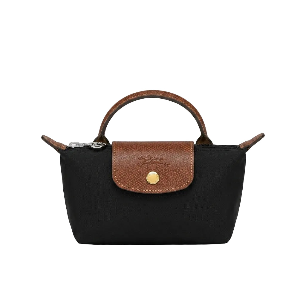 L.O.N.G.C.H.A.M.P Le Pliage Green Pouch in Black