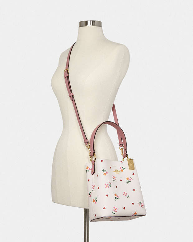 Coach Small Town Bucket Bag With Heart Petal Print