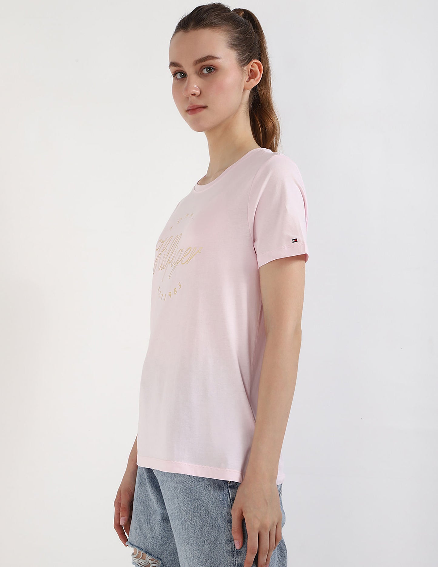 TOMMY HILFIGER Printed Regular Fit T-Shirt baby pink size M