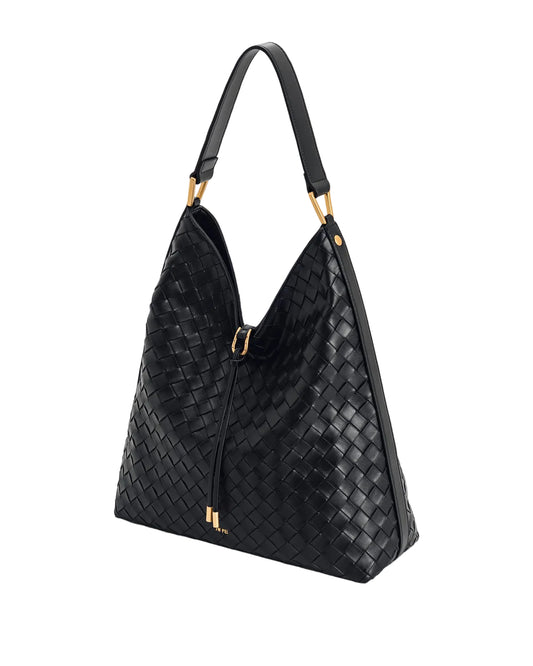 JW PEI Aria Woven Texture Shoulder Bag in Black