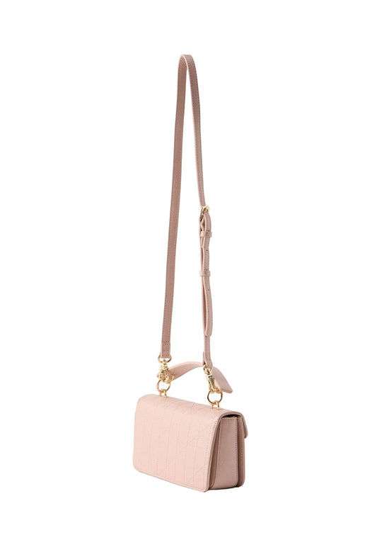 Valentino Bags Melia Satchel Bag with Quilted Design and V Logo In Cipria Pink