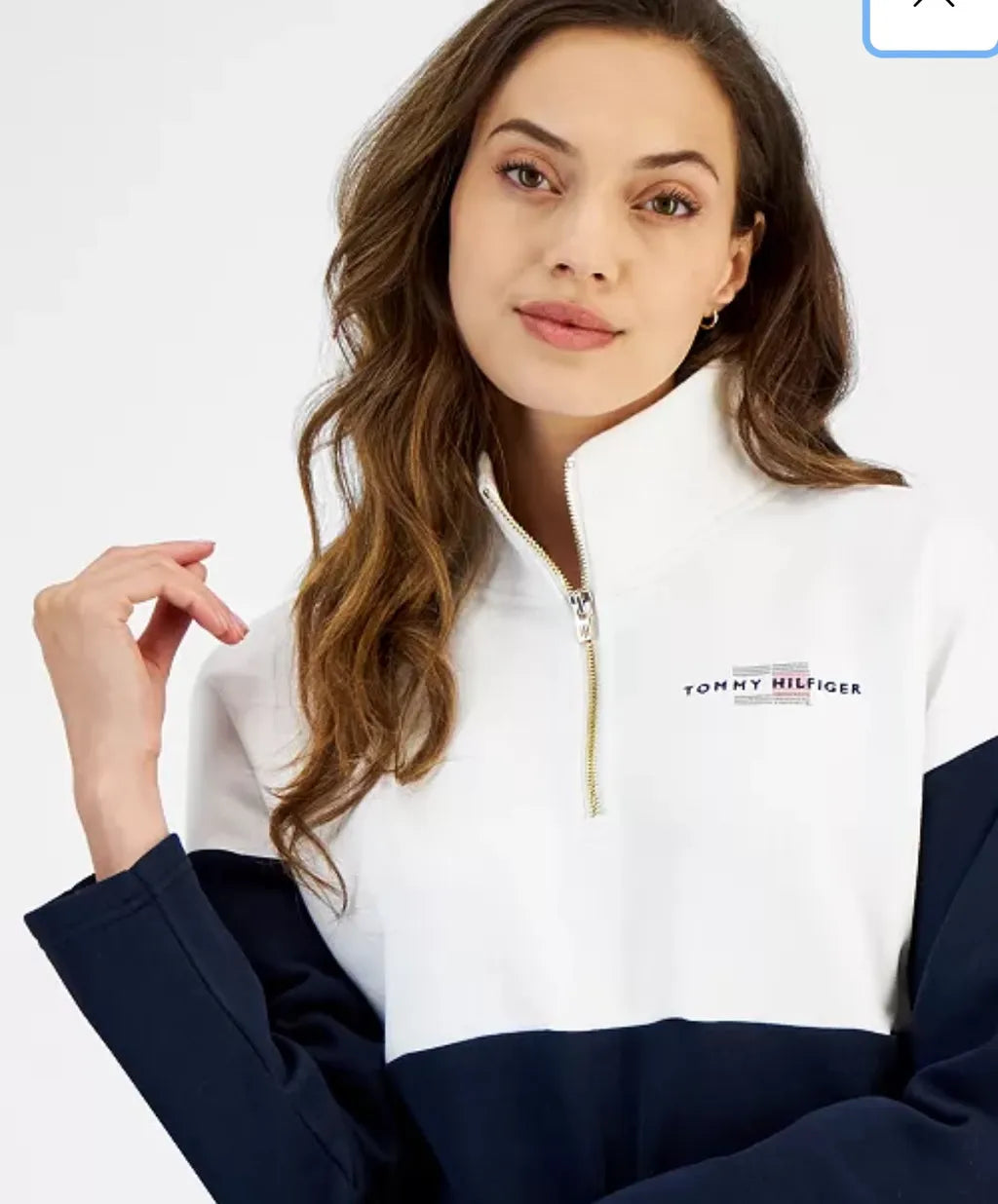 Tommy Hilfiger Women's Colorblocked Quarter-Zip Sweatshirt size L