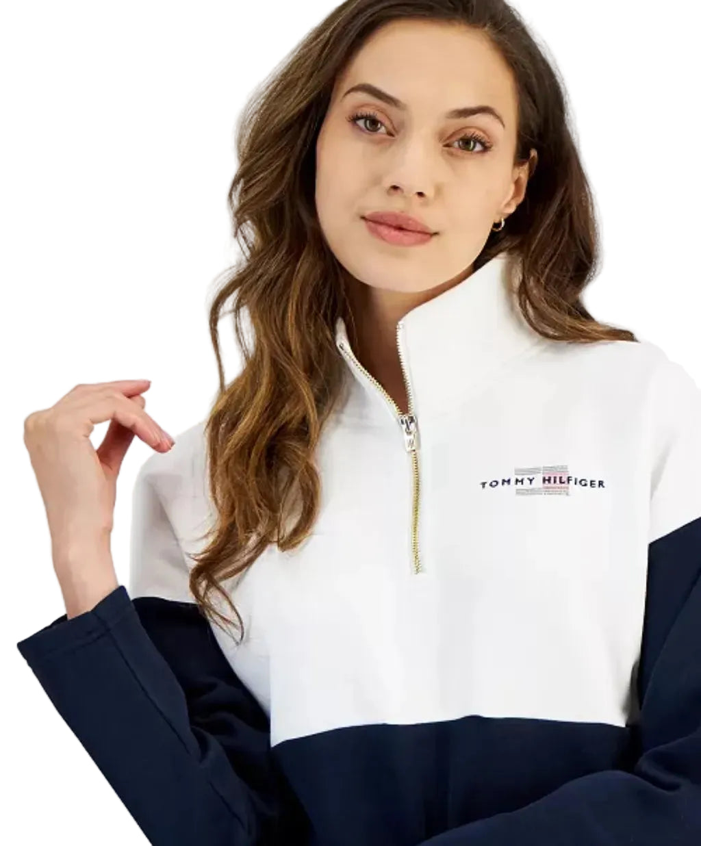 Tommy Hilfiger Women's Colorblocked Quarter-Zip Sweatshirt size L
