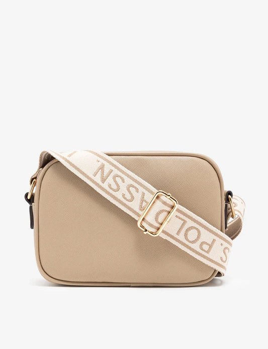 US Polo ASSN Classic Zip Crossbody Bag in beige