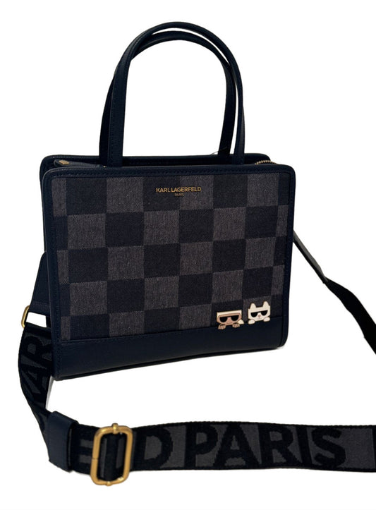 Karl Lagerfeld Paris Maybelle Satchel Crossbody Bag Blue/Ind Checkered