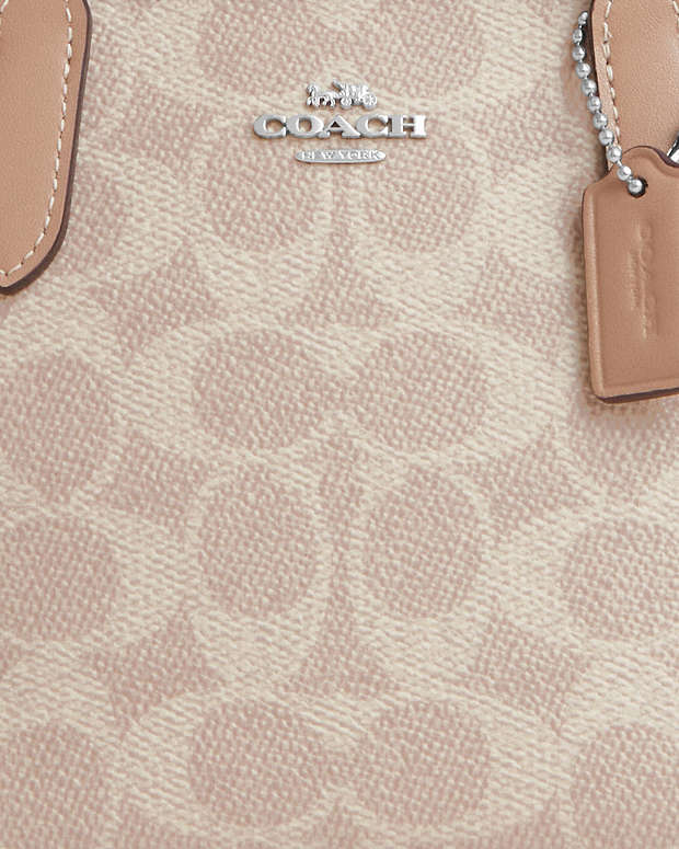 Coach City Mini Tote Bag In Signature Canvas silver sand taupe