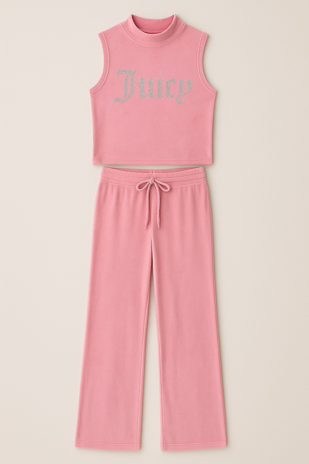 Juicy Couture Velour 2 Pcs Sleepwear PAJAMA Tank Pants Size S Pink Lemonade