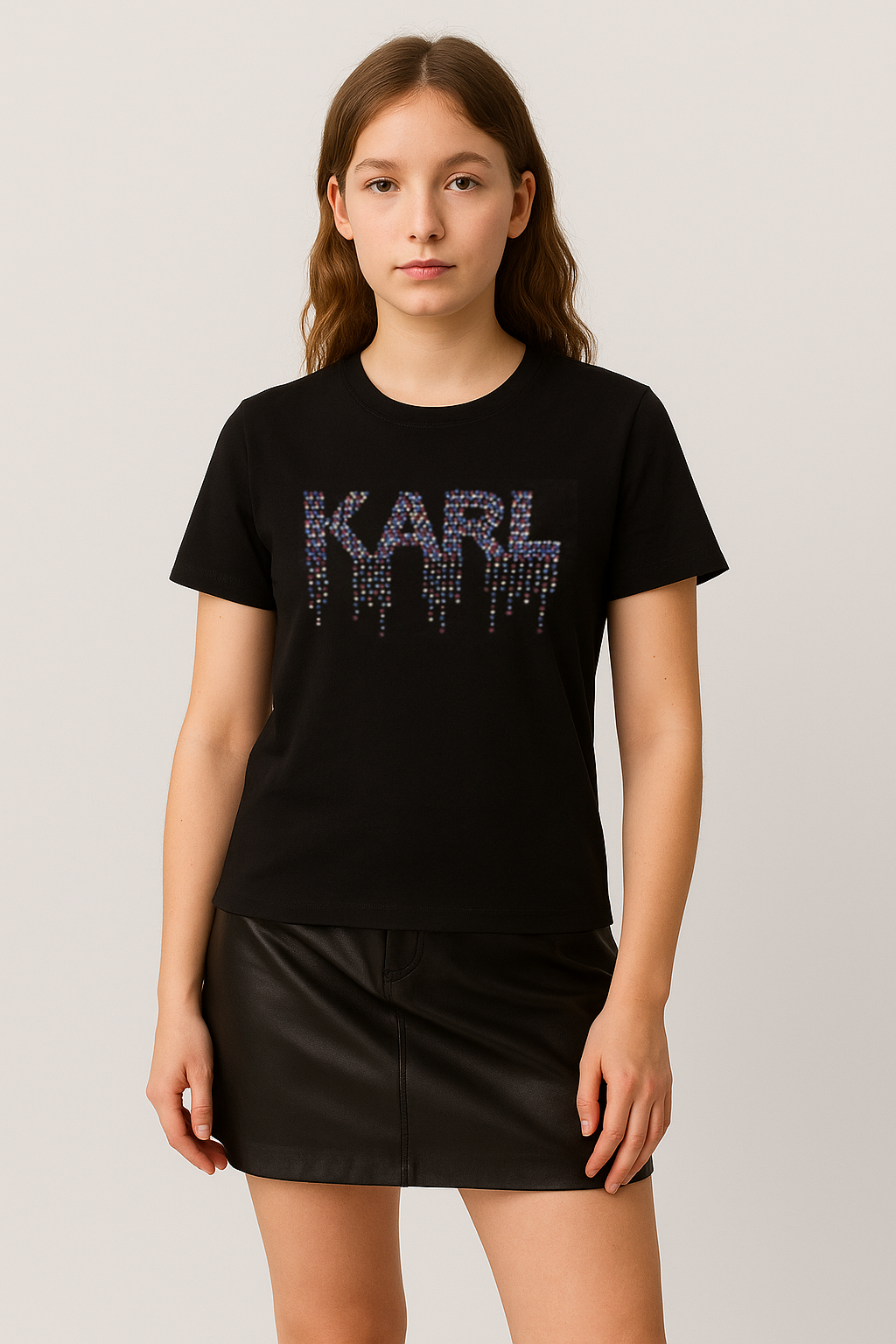 Karl Lagerfeld black tshirt with rinestones size S