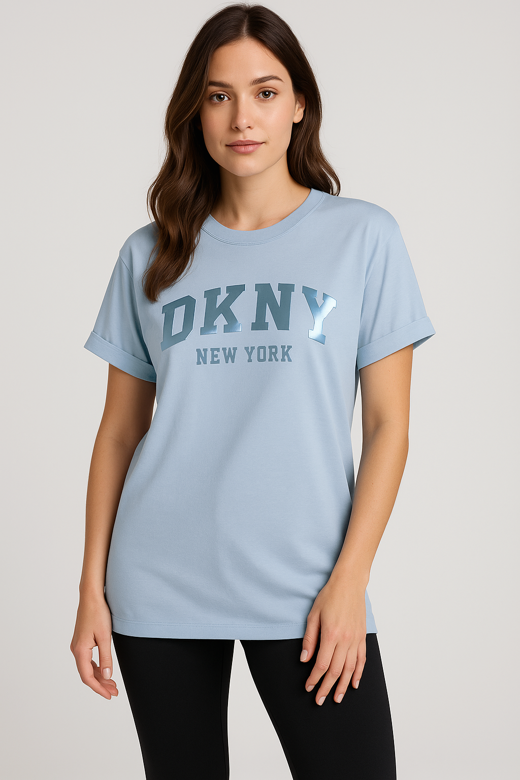 DKNY sport women varsity satin logo t-shirt