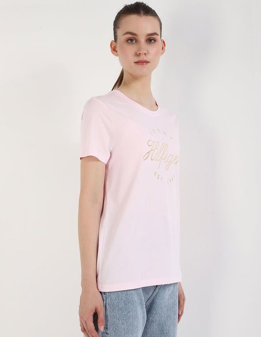 TOMMY HILFIGER Printed Regular Fit T-Shirt baby pink size M