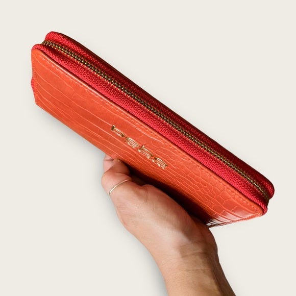 Bebe Evelyn Croco Zip Around Wallet