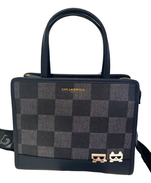 Karl Lagerfeld Paris Maybelle Satchel Crossbody Bag Blue/Ind Checkered