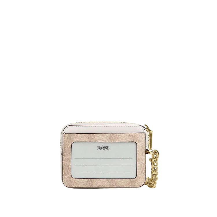 Coach Zip Card Case In Signature Canvas in Chalk White