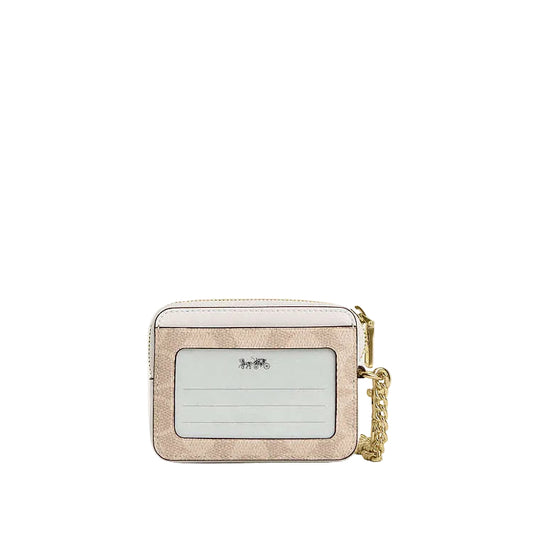 Coach Zip Card Case In Signature Canvas in Chalk White