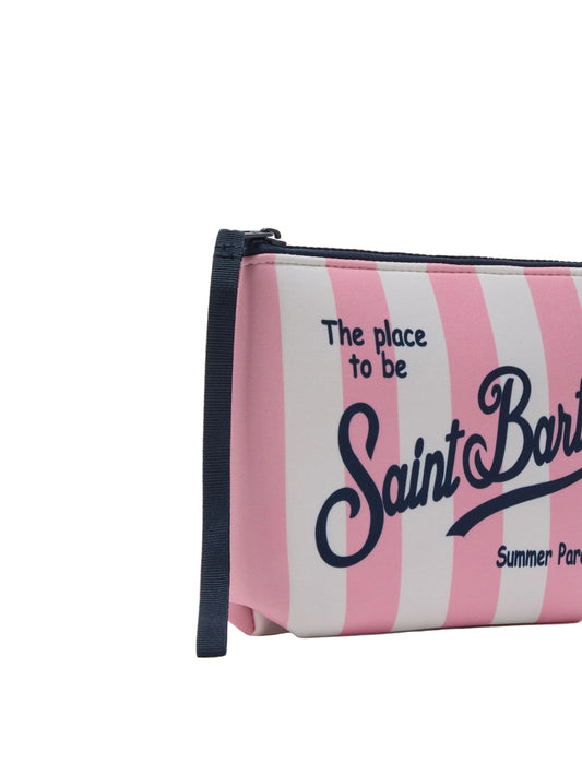 MC2 SAINT BARTH ALINE SCUBA POUCH WITH PINK STRIPED PRINT