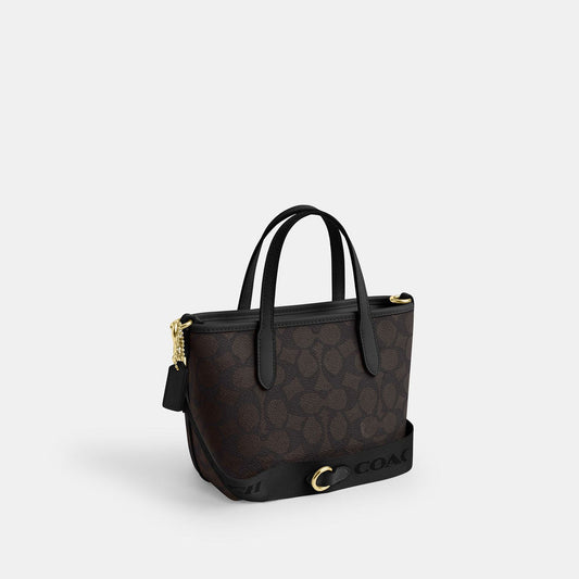 Coach City Mini Tote Bag In Signature Canvas brown gold