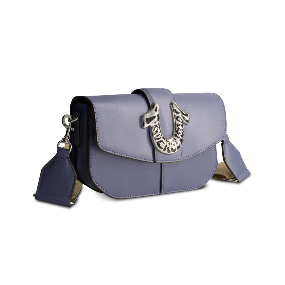 TRUE RELIGION SHOULDER BAG WITH SIGNATURE LOGO ACCENT, BLUE