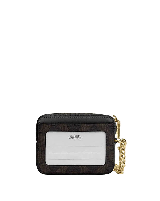Coach Zip Card Case In Signature Canvas in Brown