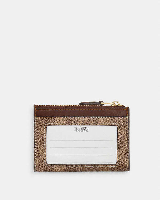 Coach Mini Skinny Id Case In Signature Canvas cardholder