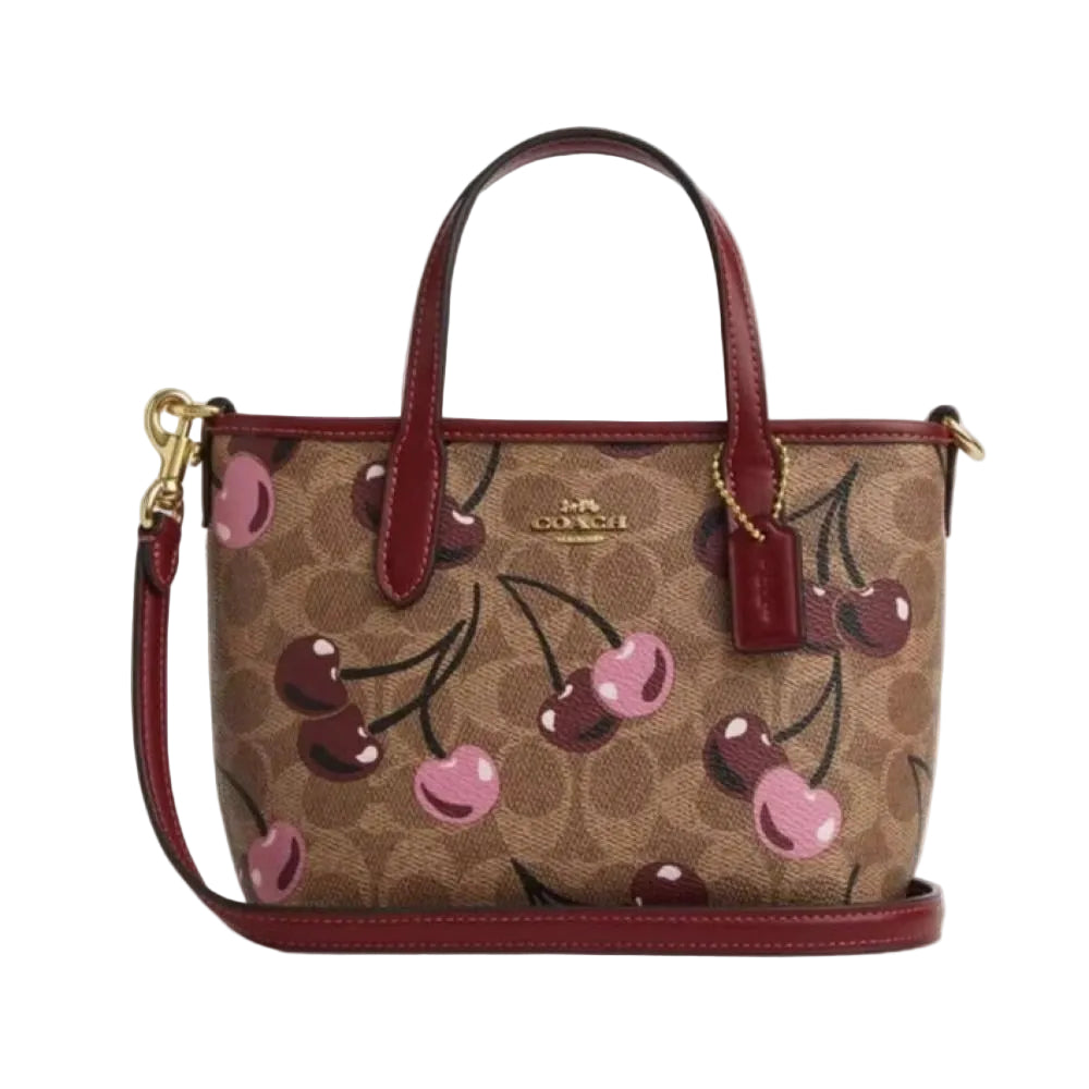 Coach City Mini Tote Bag In Signature Canvas Cherry Print