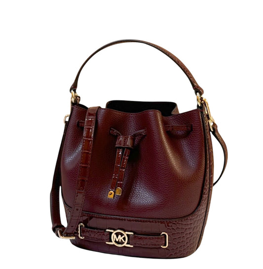 MICHAEL KORS REED BUCKET MESSENGER LEATHER BAG EXOTIC OXBLOOD