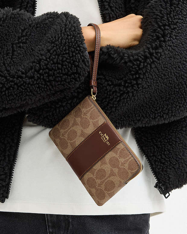 Coach Colorblock Coated Canvas Signature Small Wristlet
