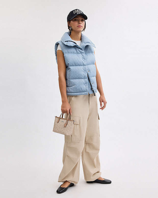 Coach City Mini Tote Bag In Signature Canvas silver sand taupe