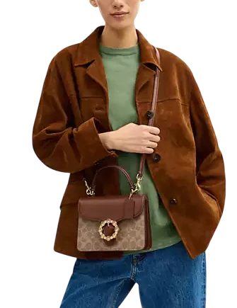 COACH Courtney Top Handle Bag In Signature Canvas in light broqn