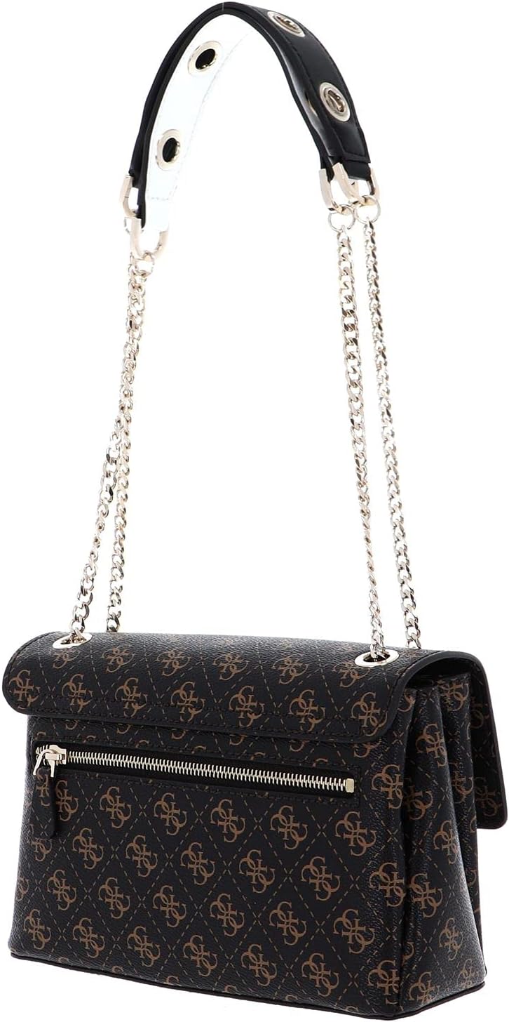 GUESS Washington Convertible Crossbody Flap Handbag Brown Multi Signature