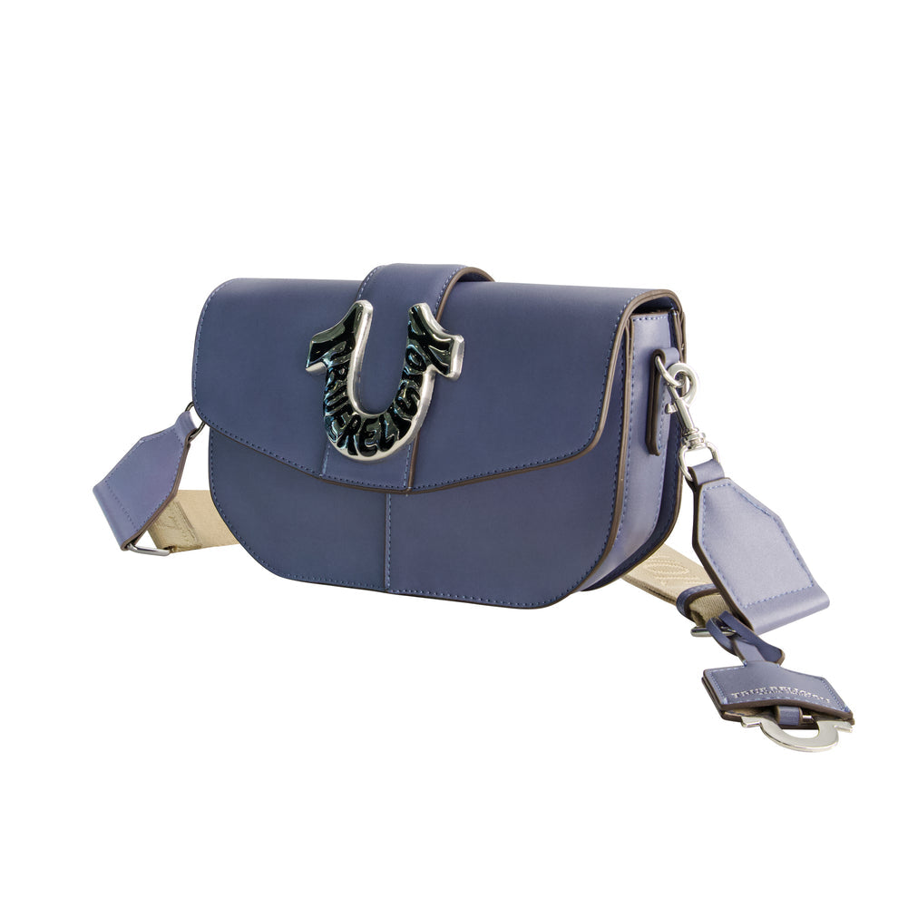 TRUE RELIGION SHOULDER BAG WITH SIGNATURE LOGO ACCENT, BLUE
