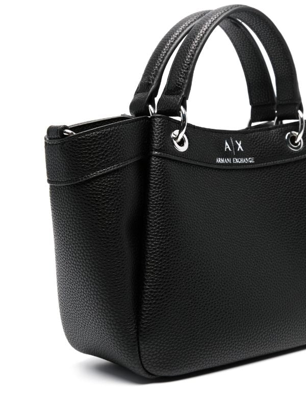 Armani Exchange logo-debossed grained-texture tote bag