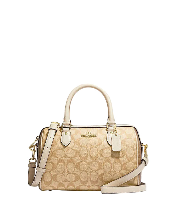 Coach Rowan Satchel Bag In Signature Canvas in light khaki