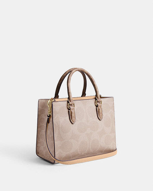 Coach maggie small tote bag blocked in signature canvas