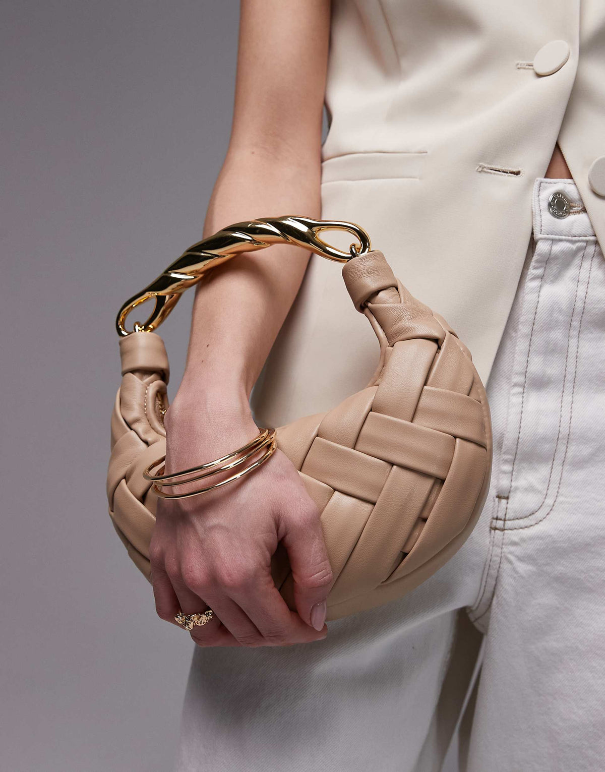 JW PEI Orla Weave Handbag in Almond