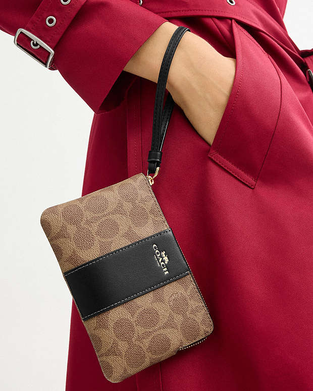 Coach Colorblock Coated Canvas Signature Small Wristlet