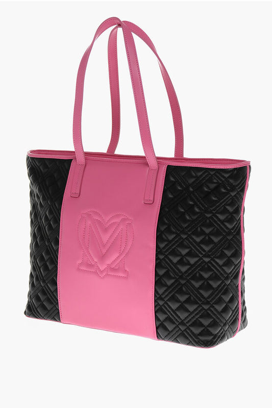 LOVE MOSCHINO QUILTED TWO-TONE TOTE BAG