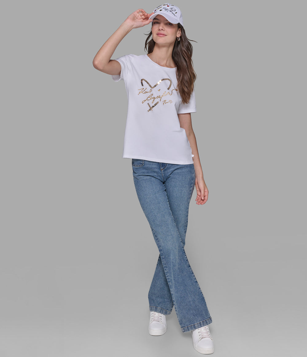 KARL LAGERFELD SEQUIN HEART TEE