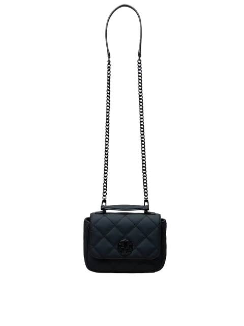 Tory Burch Willa Matt Quilted with Black Hardware Women's Mini Top Handle Crossbody Bag