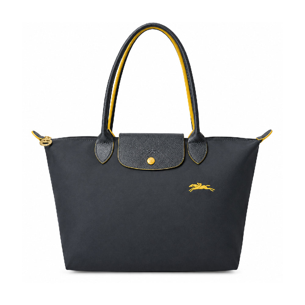 L.o.n.g.c.h.a.m.p Yellow Line Le Pliage Large Size in Dark Gray