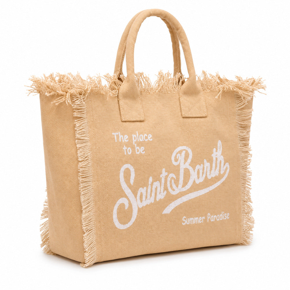 MC2 Saint Barth Colette White Canvas Bag with Fringes